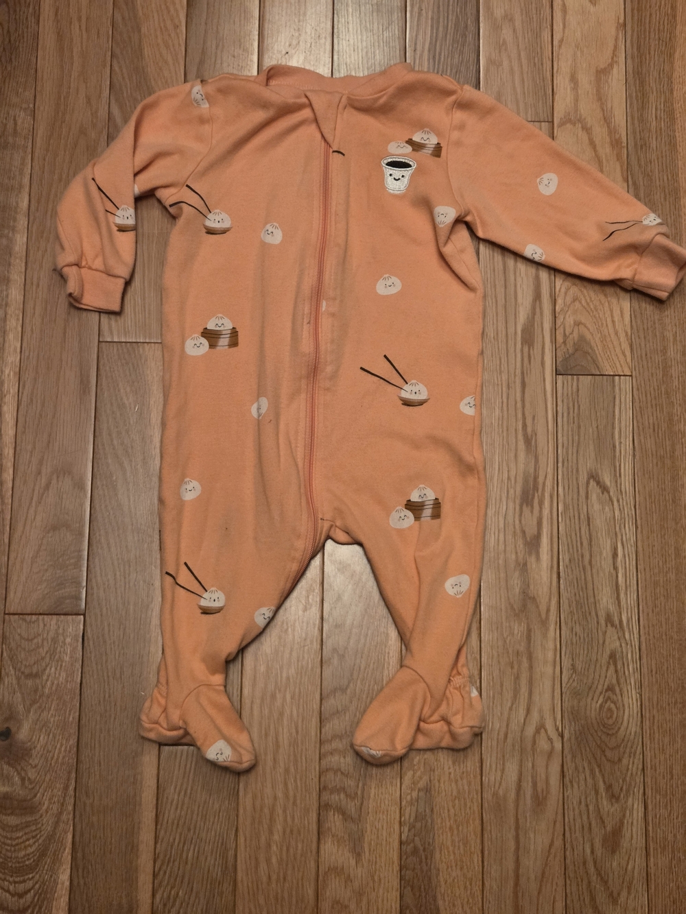 5/$20 Pekkle 6M Dumpling Print One-Piece Sleeper Footed Pajamas